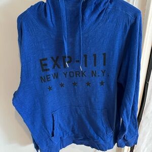 Blue Hoodie with Black Lettering size M